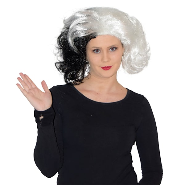 Svartvit Peruk Diva Cruella Black one size