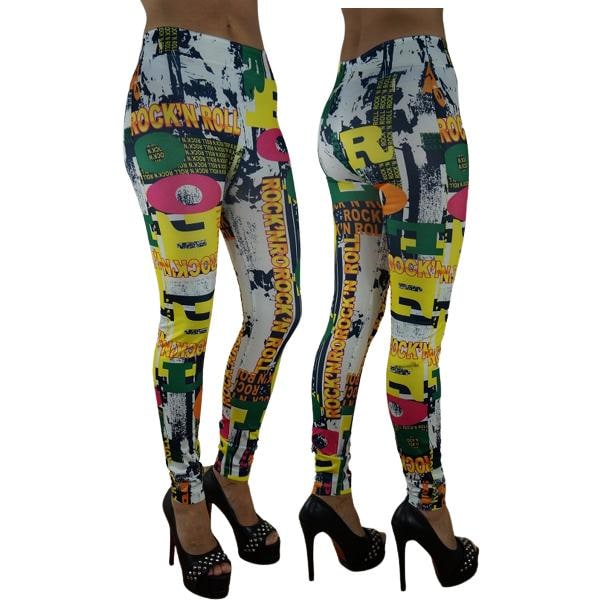 Leggings med tryck Rock'n Roll Tights multifärg one size