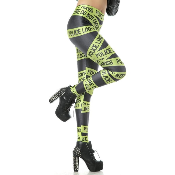 Green Police Line -leggingsit MultiColor S