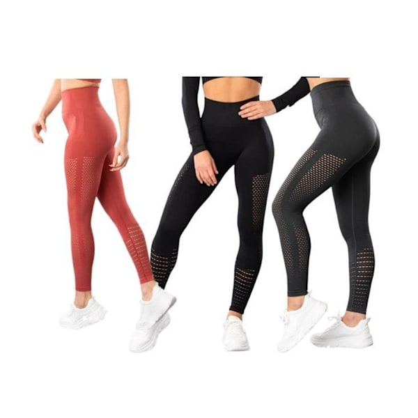 Svarta Seamless Tights Leggings Mesh Svart L