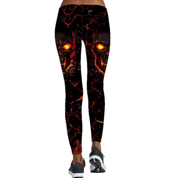 Svarta Leggings Med Dödskallar Med Eld multifärg XL