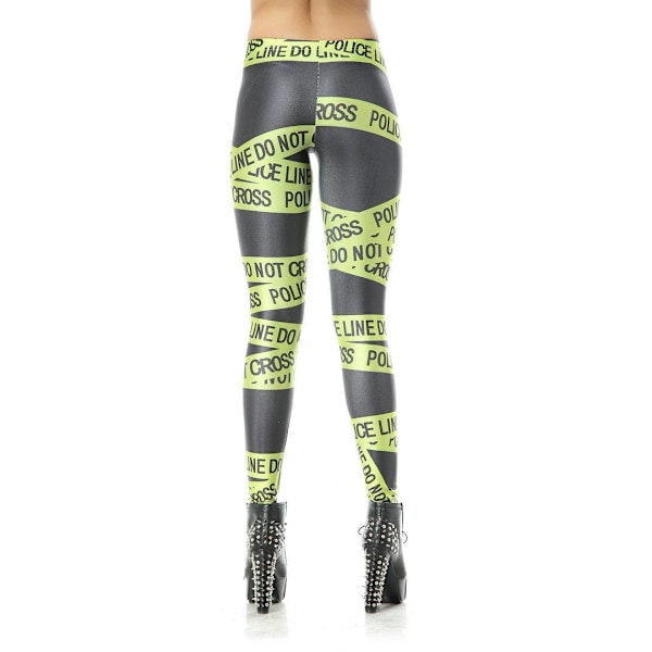 Grön Police Line Leggings Multicolor S