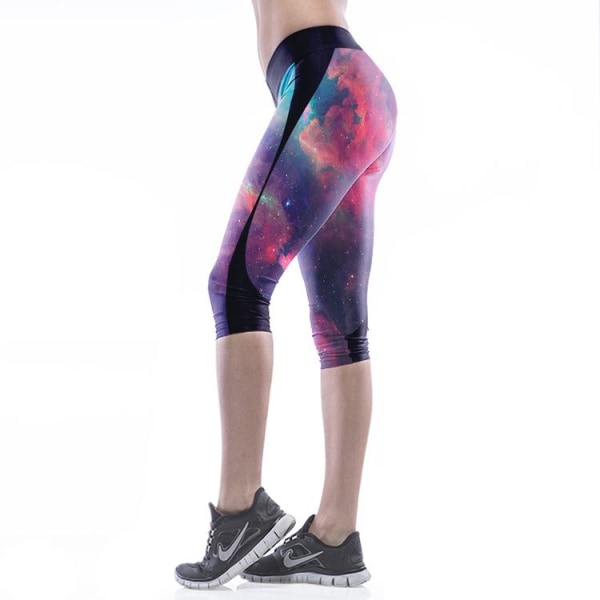 Galaxy kuviollinen musta vyötärö Capri leggingsit Multicolor S