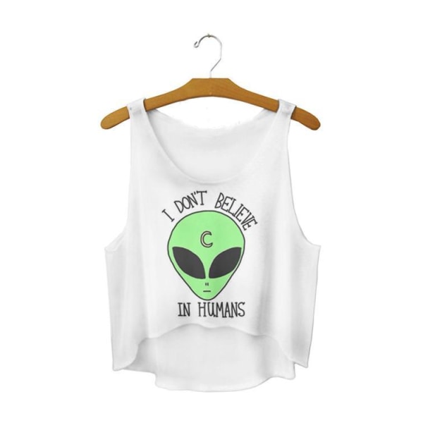 I Don't Believe Crop Topp White M