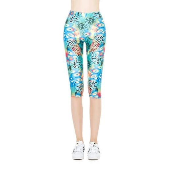 Blå Mønstrede Capri Leggings MultiColor S