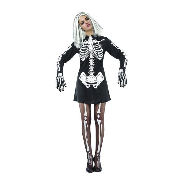 Skelettklänning Maskeraddräkt Halloween Svart one size