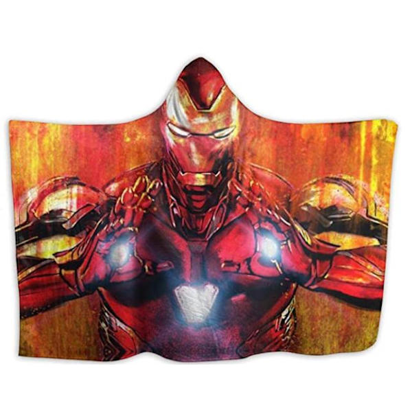 Plush Filt Pläd med Huva Ironman 125 cm x ca 100 cm multifärg one size