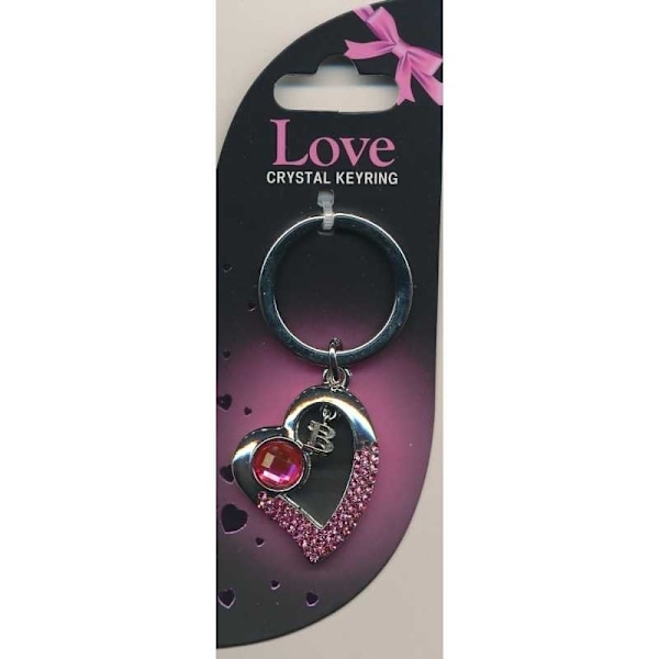 Crystal Keyring Love Hjärta med kristaller Pink one size