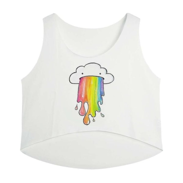 Rainbow splash Crop Top White XL