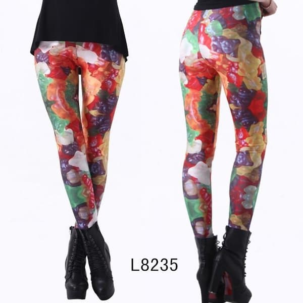 Färgglada Leggings med mönster multifärg XL