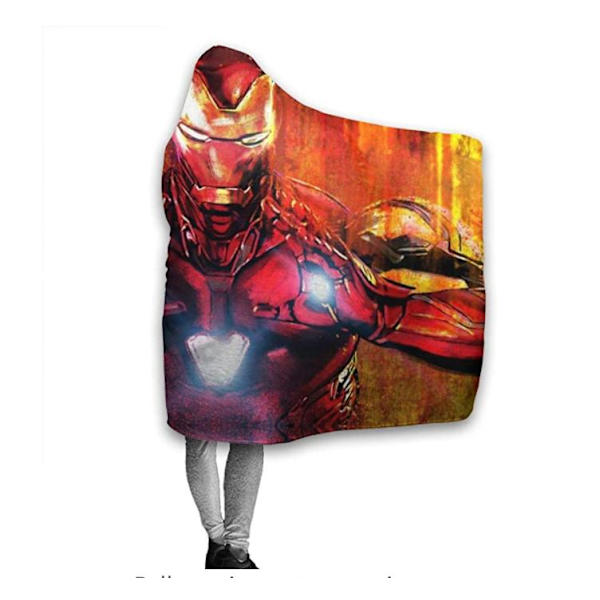 Plush Filt Pläd med Huva Ironman  150 cm x ca 125 cm multifärg one size