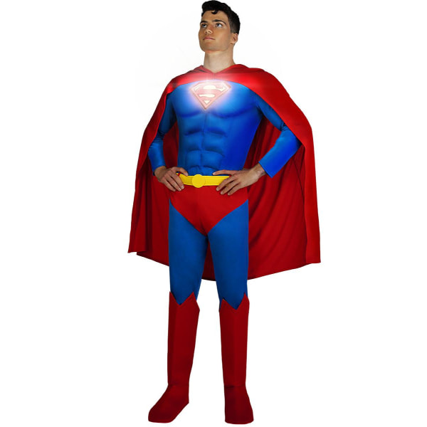 Superman med Ljus och Muskler Maskeraddräkt Multicolor M