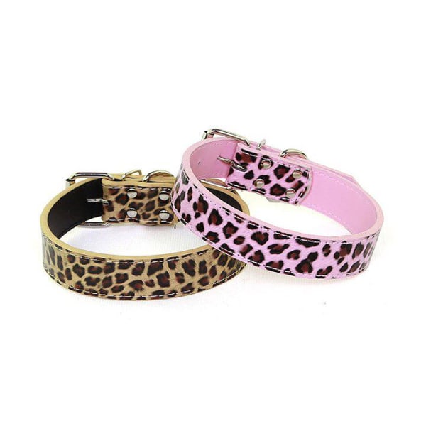 Koiran kaulakoru Nahkainen kaulakoru Leopard M 2,0 x 42 cm Pink M