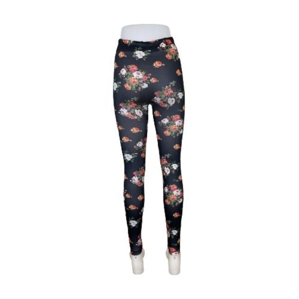 Svarta Leggings med Blommor Svart one size