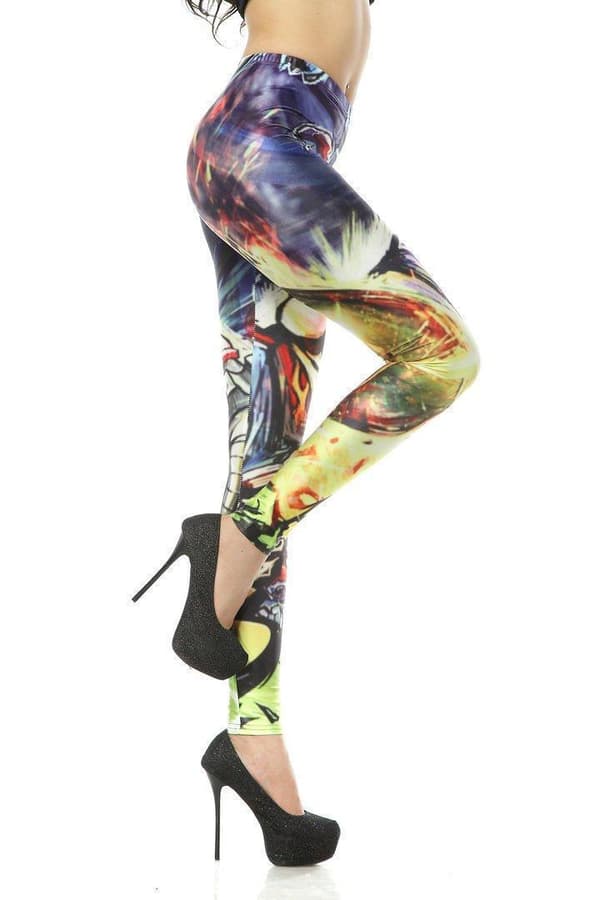 Leggings med tecknat tryck multifärg S