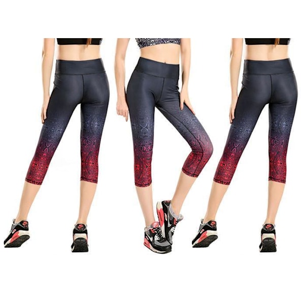 Svarta Yoga Capri Leggings Mandala Mönster Black S