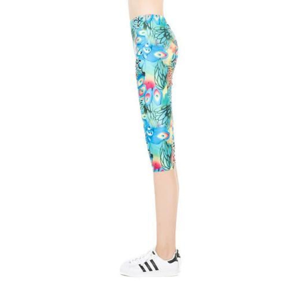 Blå Mönstrade Capri Leggings MultiColor L