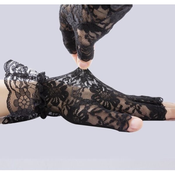 Svarta Spetshandskar Maskerad Halloween Black one size