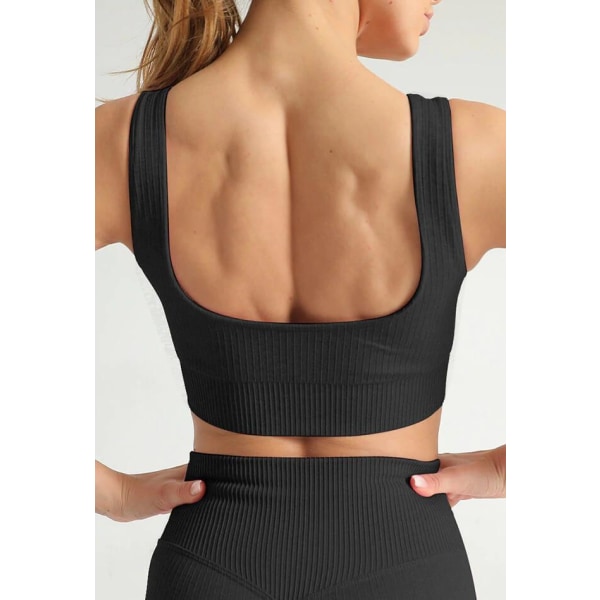 Sömlös Ribbad sport bh Black S