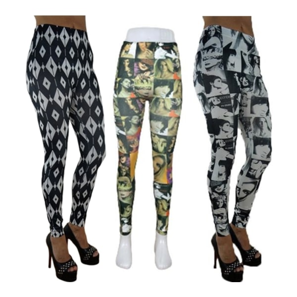 Sömlösa Mönstrade Leggings 3-pack multifärg one size