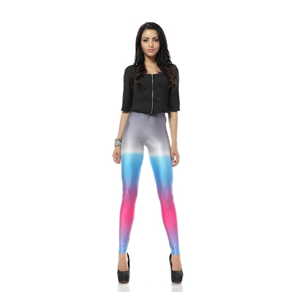 Grå Rosa Blå Melerade Leggings MultiColor S