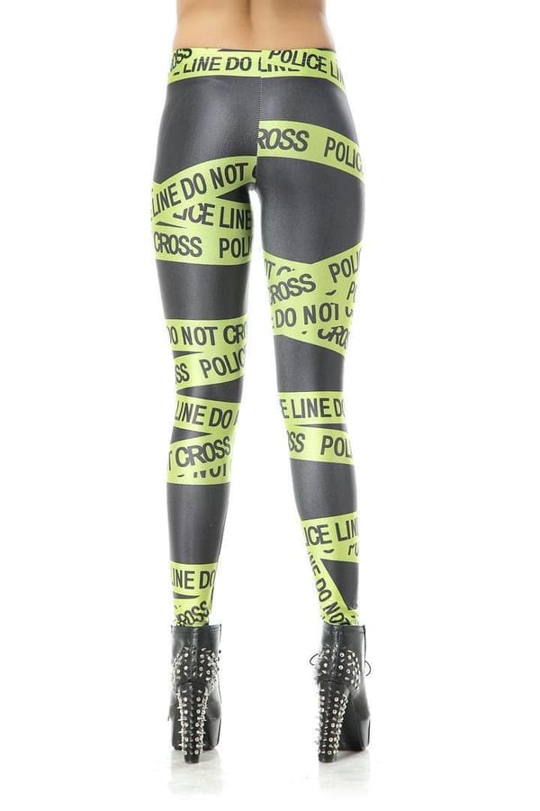 Grön Police Line Leggings multifärg S