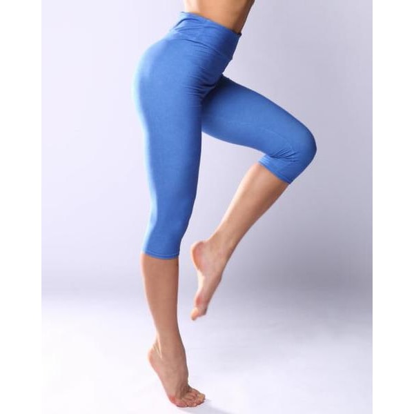 Blå capri leggings i blødt børstet materiale Blue S/M
