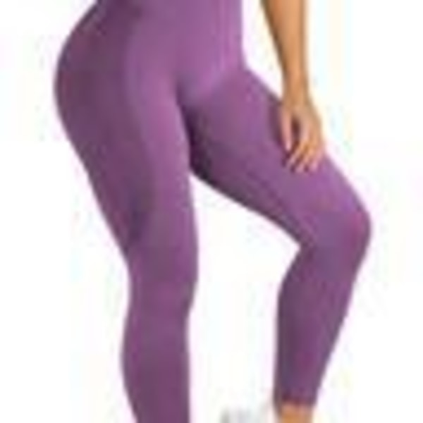 MörkLila Tights Seamless Hög midja  Leggings Dark purple L