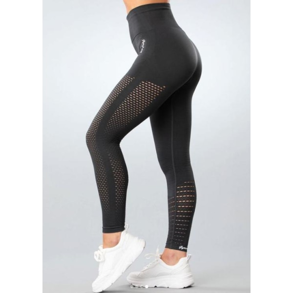 Gymshout Mörkgrå Seamless Tights Leggings Mesh Large Mörkgrå L