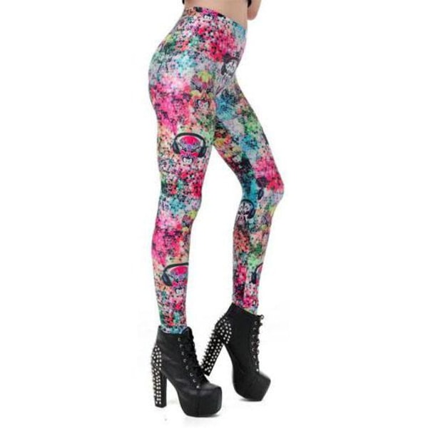 Färgglada Leggings med Masker MultiColor L