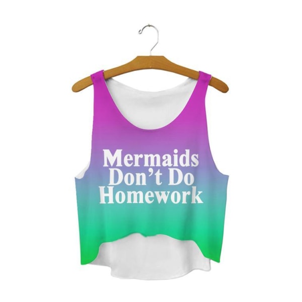 Mermaids Don't do Homework Crop Top MultiColor M