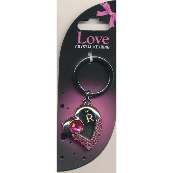 Crystal Keyring Love Hjärta med kristaller Pink one size