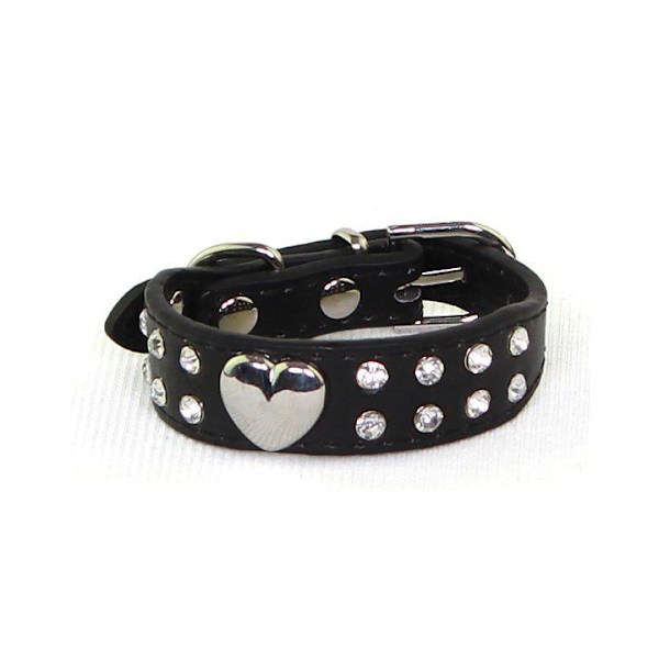 Hundhalsband med stenar XS 2.0 x 30 cm Black XS