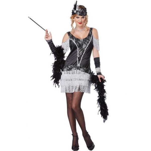 Elegant Flapper Charleston Razzle Dazzle Maskeraddräkt Svart XS