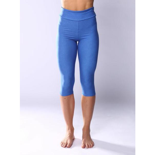 Blå capri leggings i mjukt borstat material Blå L/XL