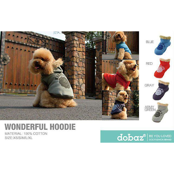 Sportig Hundtröja Hoodie Blå kläder för hunden Blue S