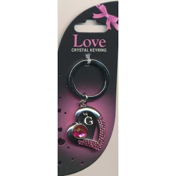 Crystal Keyring Love Hjärta med kristaller Pink one size
