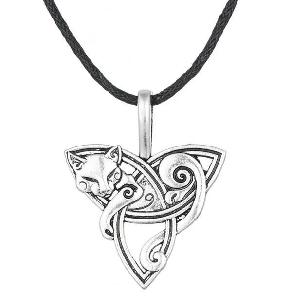 Halsband Keltisk Symbol Räv/Katt Wicca Pagan Mytologi Silvergrå one size