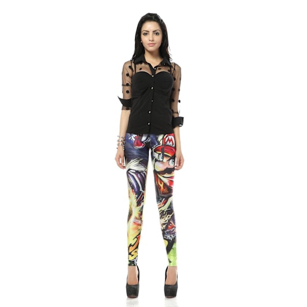 Leggings med tecknat tryck Multicolor S