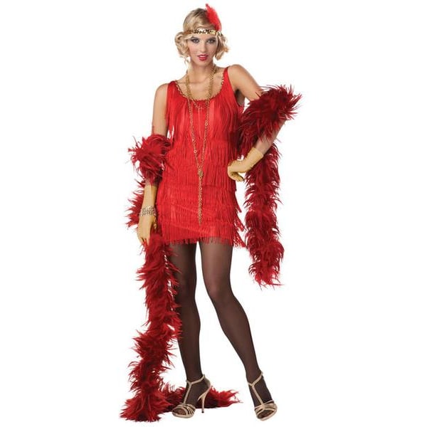 Flapper Red Charlston 20s Masquerade -asut Red L