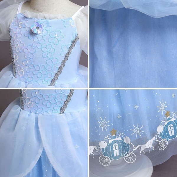 Blå prinsessekjole til børns maskeradekostume Blue 110