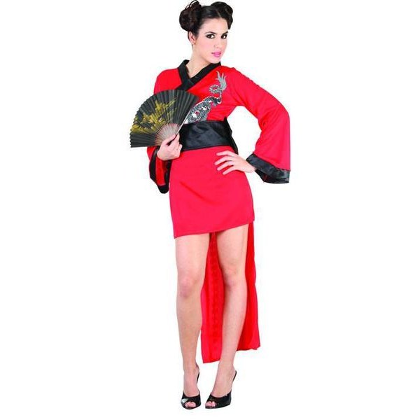 Röd Orientalisk Jungfru Ninja Maskeraddräkt Red one size