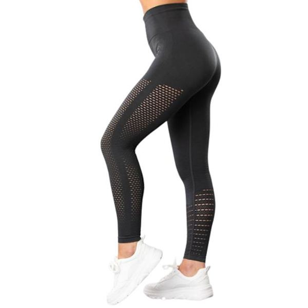 Mörkgrå Seamless Tights Leggings Mesh DarkGrey S