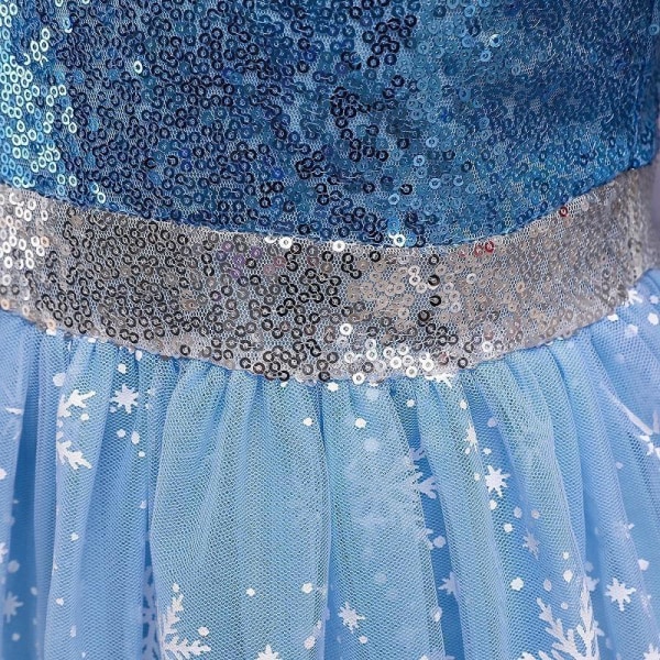 Elsa prinsess klänning med avtagbart släp i böljande blått Blue 110