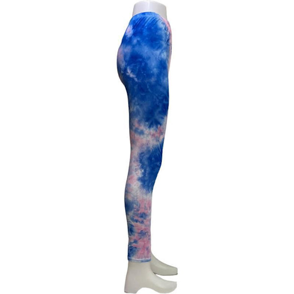 Färgglada Mönstrade Leggings Blå one size
