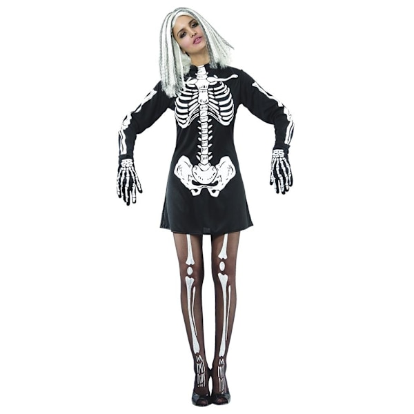 Skelettklänning Maskeraddräkt Halloween Svart one size
