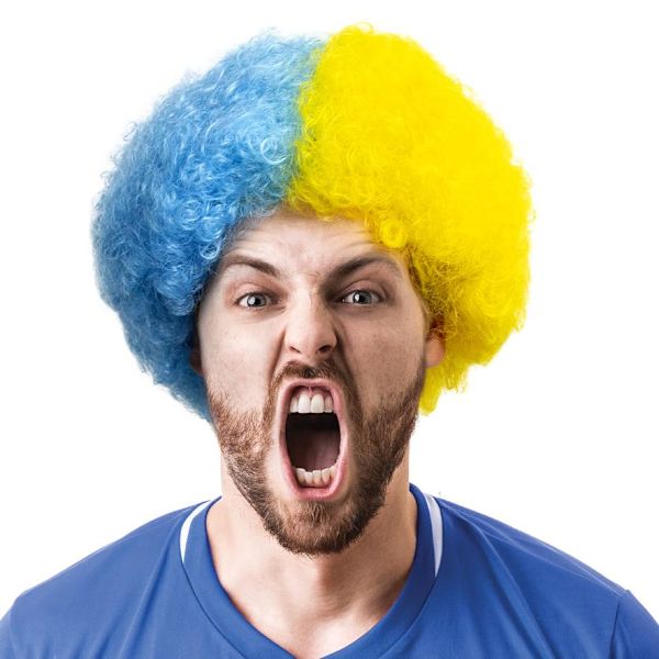 Supporter Peruk Blå/Gul Maskerad Blå one size