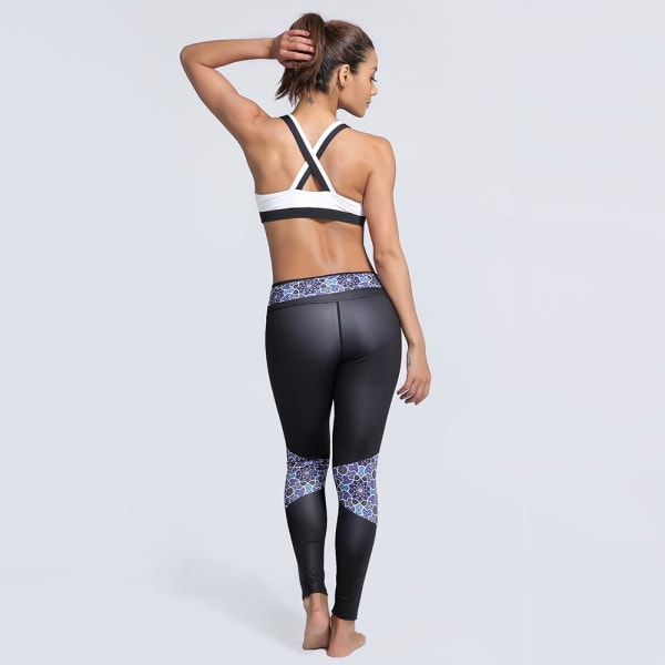 Svarta Yoga Leggings Med Mönster Black S