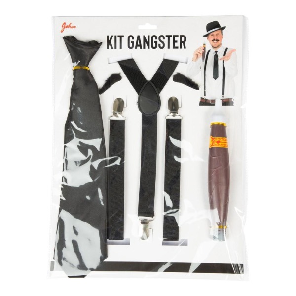 Kit Gangster Voksen Halloween Masquerade Black one size