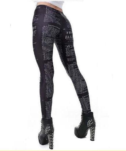 Mönstrade leggings med text Svart S